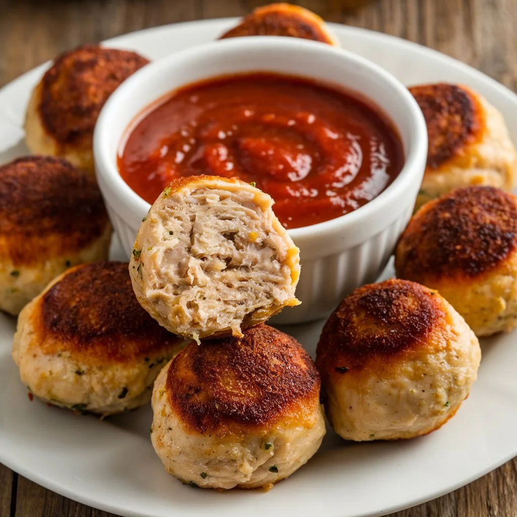 Tender chicken meatballs perfect for pasta or appetizers.