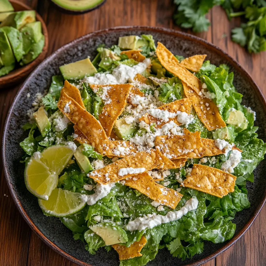 Mexican Caesar Salad variations with roasted vegetables and black beans.