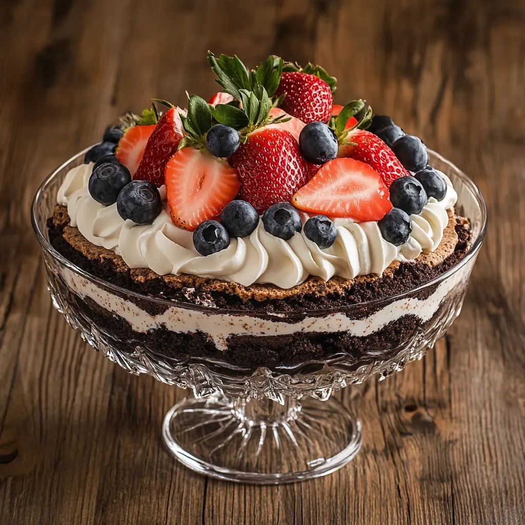 A healthier Oreo Tiramisu with fruit layers