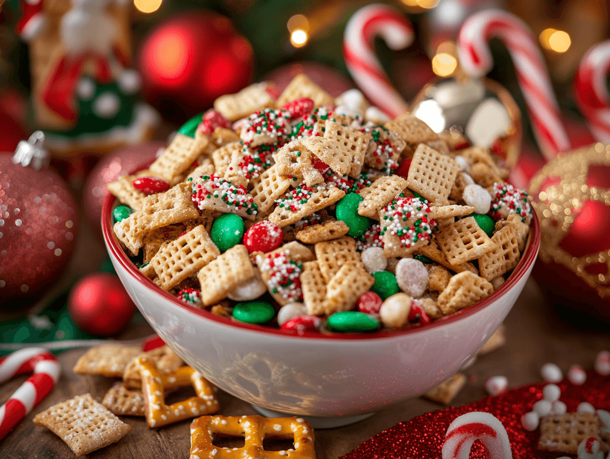 Festive Christmas Chex Mix Display